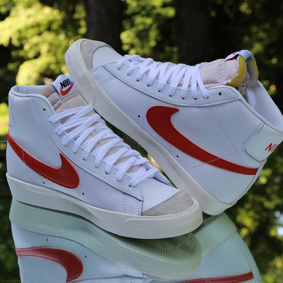 Nike Blazer Mid 77 White Bright Crimson Men's Size 8.5 - Picture 6 of 12